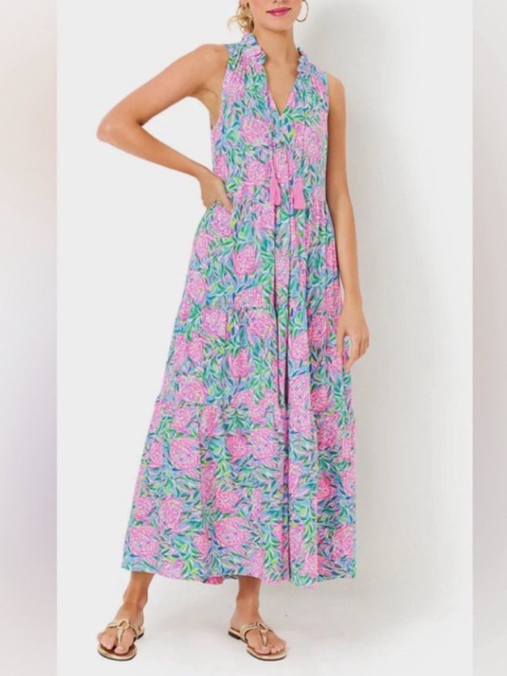 Lilly Pulitzer Malone Maxi Dress Turtley In Love Frenchie Blue  new never worn